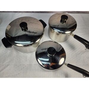 Lot of 6 Revere Ware 1801  Pans / Pot With Lids 4.5QT / 3QT / 2QT USA
